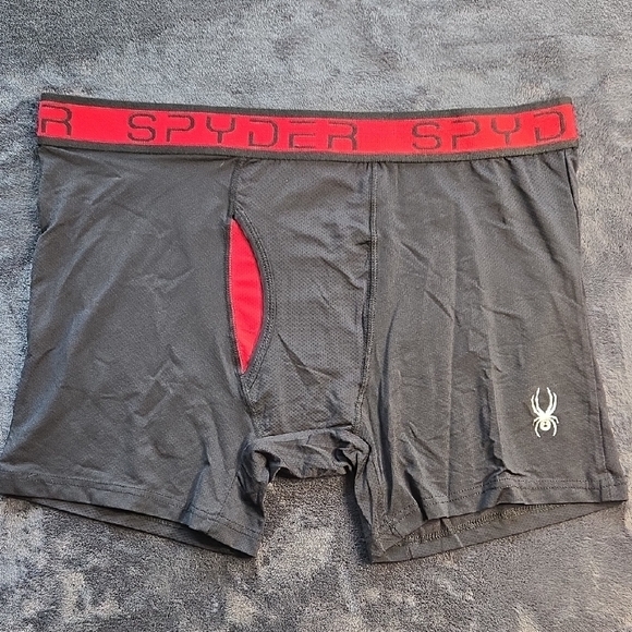 Spyder Black and Red Boxer Briefs with Bold Branding - Picture 1 of 4